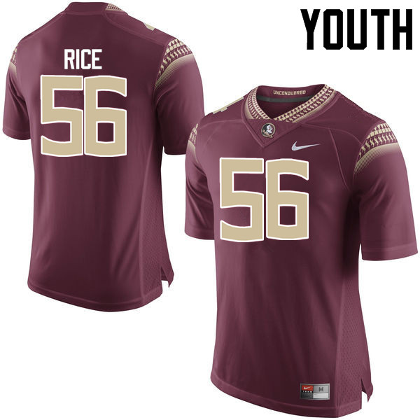 Youth #56 Emmett Rice Florida State Seminoles College Football Jerseys-Garnet